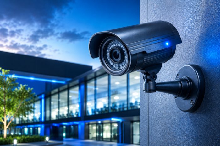 CCTV Installation - professional security camera with blue indicator light