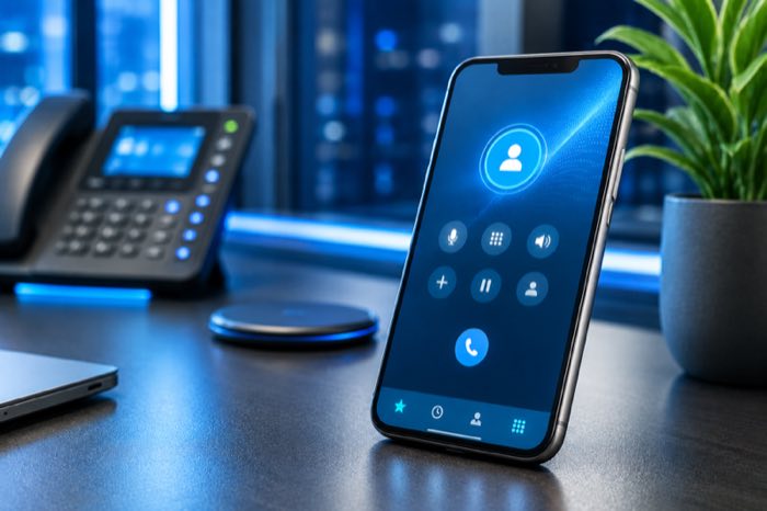 Business Mobile Contracts - smartphone with business phone app interface